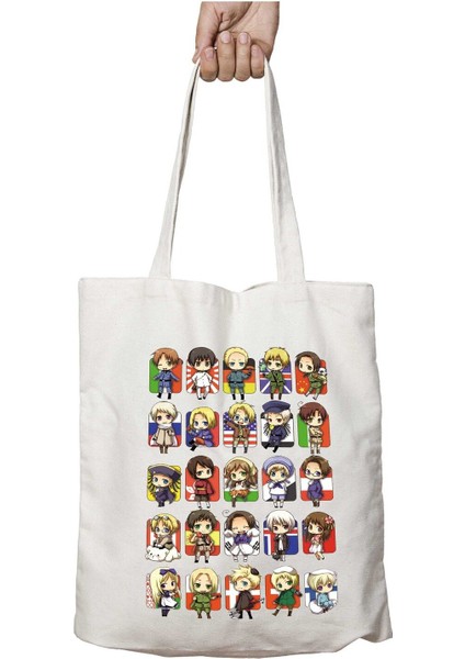 Hetalia Grup Iki Taraf Kalıcı Yıkanabilir Okul Plaj Omuz Bez Çanta
