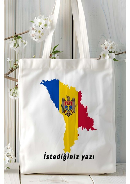 Moldova Bayrak Baskılı Bez Çanta Omuz Çantası Model fiyatları