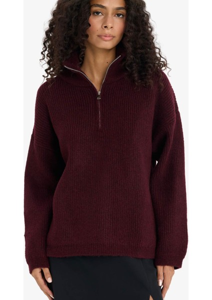 Relax Fit Yarım Fermuarlı Triko Kazak F3897AX25WN