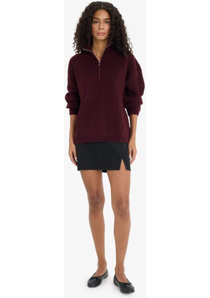 Relax Fit Yarım Fermuarlı Triko Kazak F3897AX25WN fiyatları