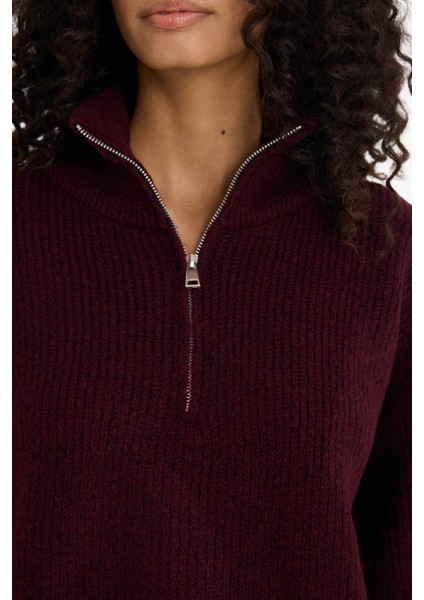 Relax Fit Yarım Fermuarlı Triko Kazak F3897AX25WN indirimleri