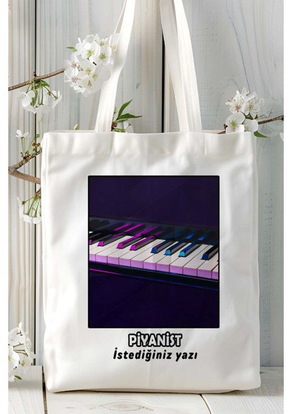 Piyanist Baskılı Bez Omuz Çantası Kişiye Özel Model 9
