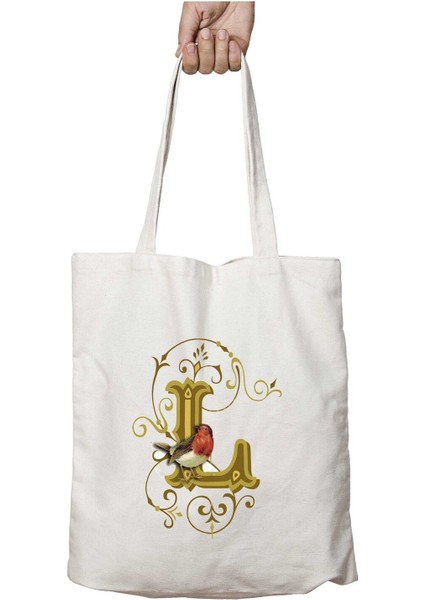 L Harfi Simge Iki Taraf Kalıcı Yıkanabilir Okul Plaj Omuz Bez Çanta