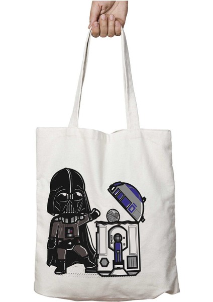 Star Wars Darth Vader R2-D2 Iki Taraf Kalıcı Yıkanabilir Okul Plaj Omuz Bez Çanta