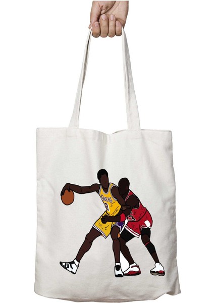 Kobe Bryant Vs Michale Jor Dan Iki Taraf Kalıcı Yıkanabilir Okul Plaj Omuz Bez Çanta