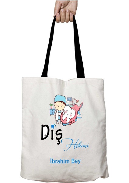 Siyah Kulplu Kişiye Özel Diş Hekimi Çürük Yıkanabilir Okul Omuz Çanta