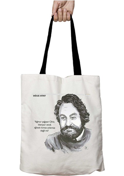 Siyah Kulplu Oğuz Atay Olric Yıkanabilir Okul Omuz Çanta