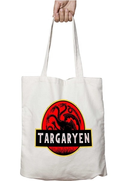 Targaryen Jurassic Park Game Of Thrones Iki Tarafı Kalıcı Baskılı Yıkanabilir Çanta