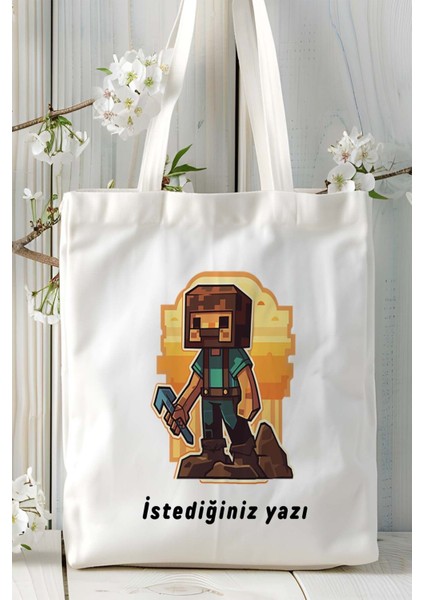 Minecraft Oyun Baskılı Bez Çanta Omuz Çantası Model 4 fiyatları