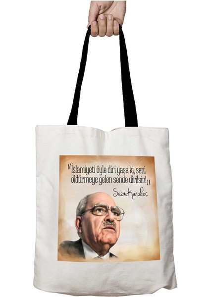 Siyah Kulplu Sezai Karakoç Islamiyeti Yaşa Yıkanabilir Okul Omuz Çanta