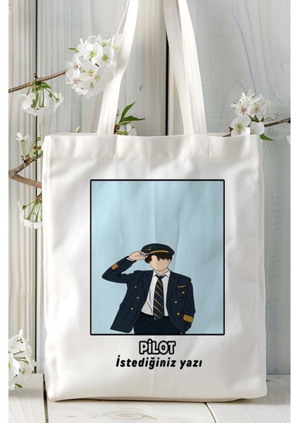 Pilot Baskılı Bez Omuz Çantası Kişiye Özel Model 9
