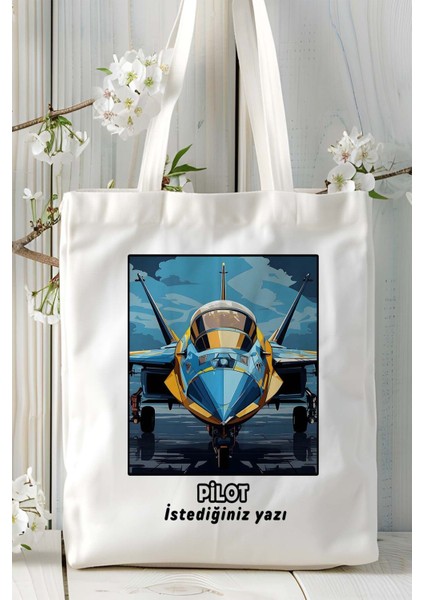 Pilot Baskılı Bez Omuz Çantası Kişiye Özel Model 12