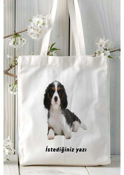 Cavalier King Charles Köpek Baskılı Bez Çanta Omuz Çantası Kişiye Özel Model 5 fiyatları