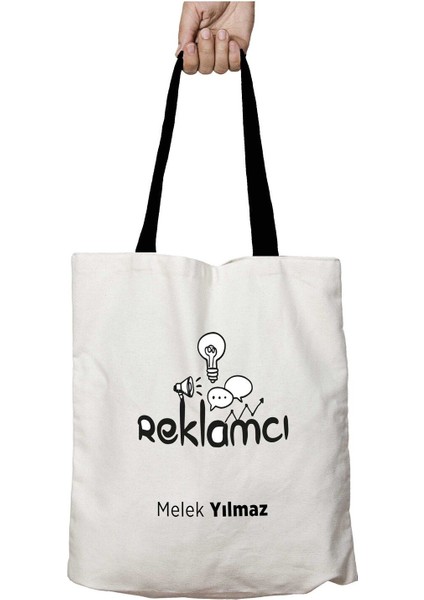 Siyah Kulplu Kişiye Özel Reklamcı Fikir Yıkanabilir Okul Omuz Çanta