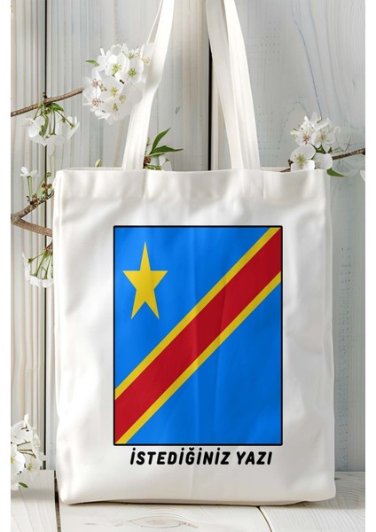 Kongo Congo Bayrak Baskılı Bez Çanta Omuz Çantası Kişiye Özel Model fiyatları