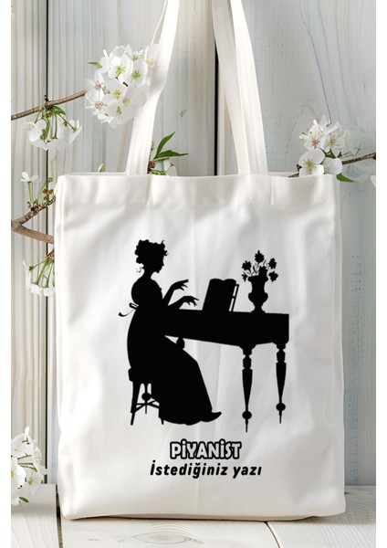 Piyanist Baskılı Bez Omuz Çantası Kişiye Özel Model 1