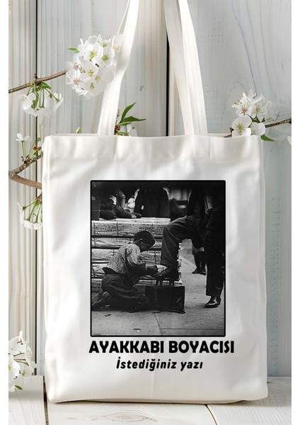 Ayakkabı Boyacısı Baskılı Bez Omuz Çantası Kişiye Özel Model 3