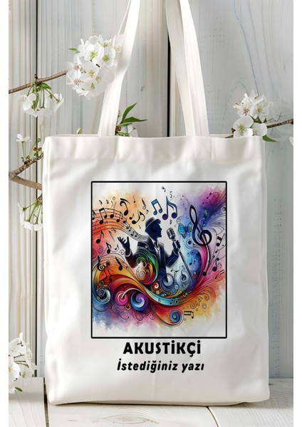 Akustikci Baskılı Bez Omuz Çantası Kişiye Özel Model 4