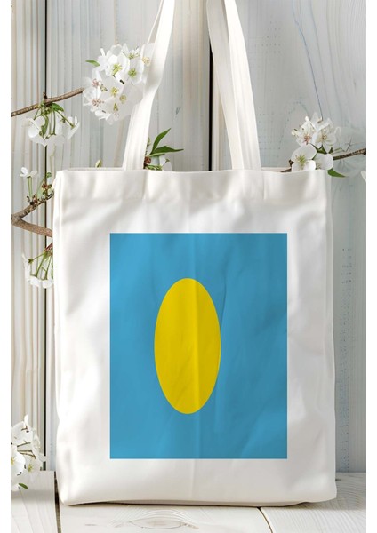 Palau Bayrak Baskılı Bez Çanta Omuz Çantası Model