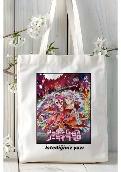 No Game No Life Baskılı Bez Omuz Çantası Kişiye Özel Model 1 fiyatları