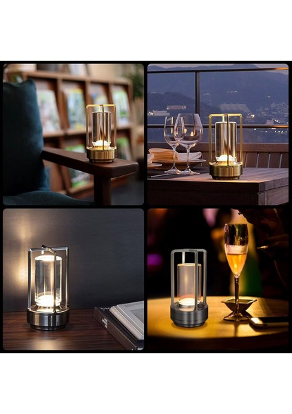 Şarjlı Dokunmatik LED Masa Lambası Retro Ayarlanabilir Dekoratif 3 Mod'lu Lamba Ev Kafe Restoran