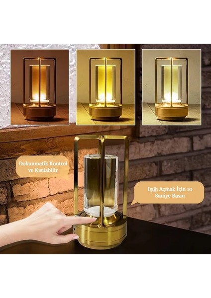 Şarjlı Dokunmatik LED Masa Lambası Retro Ayarlanabilir Dekoratif 3 Mod'lu Lamba Ev Kafe Restoran fiyatları