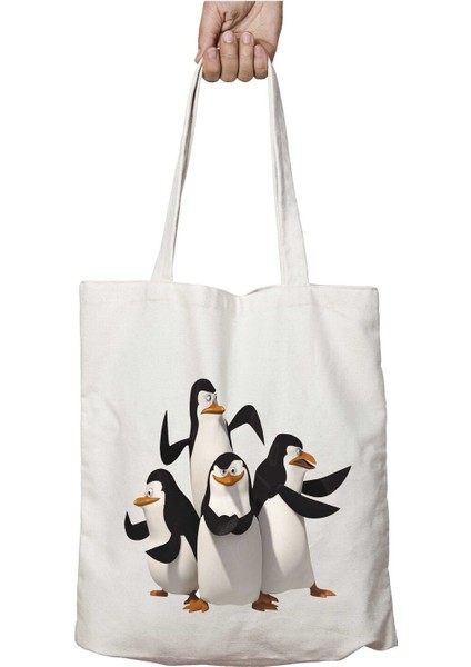 Penguin-Free-Png-Image Iki Taraf Kalıcı Yıkanabilir Okul Plaj Omuz Bez Çanta