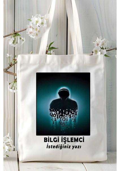 Bilgi Işlemci Baskılı Bez Omuz Çantası Kişiye Özel Model 16