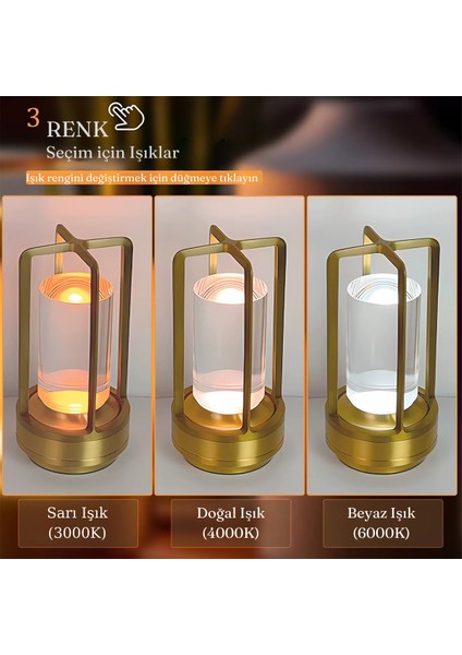 Şarjlı Dokunmatik LED Masa Lambası Retro Ayarlanabilir Dekoratif 3 Mod'lu Lamba Ev Kafe Restoran indirimleri
