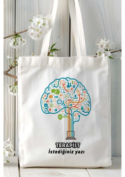 Terapist Baskılı Bez Omuz Çantası Kişiye Özel Model 2