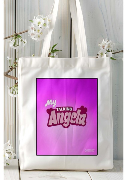 My Talking Angela Mobil Oyun Baskılı Omuz Çanta Çift Tafaflı Baskı Kişiye Özel 2