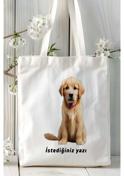 Golden Retriever Köpek Baskılı Bez Çanta Omuz Çantası Kişiye Özel Model 30 fiyatları