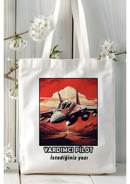 Yardımcı Pilot Baskılı Bez Omuz Çantası Kişiye Özel Model 2