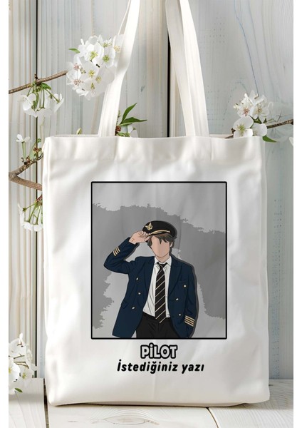 Pilot Baskılı Bez Omuz Çantası Kişiye Özel Model 7