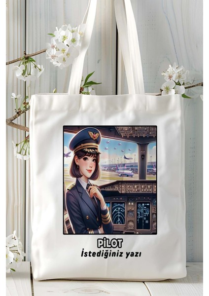 Pilot Baskılı Bez Omuz Çantası Kişiye Özel Model 4