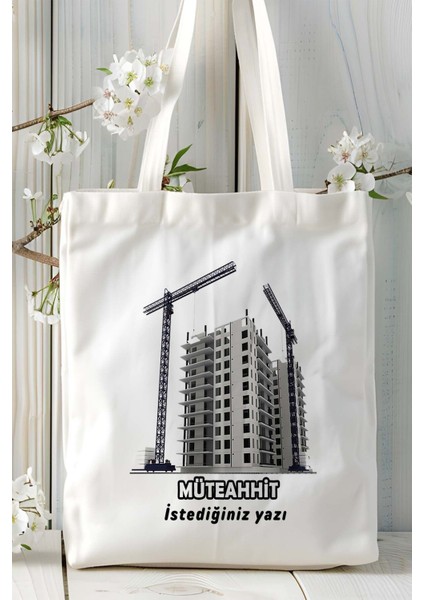 Müteahhit Baskılı Bez Omuz Çantası Kişiye Özel Model 8