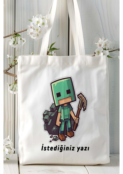 Minecraft Oyun Baskılı Bez Çanta Omuz Çantası Model 11 fiyatları