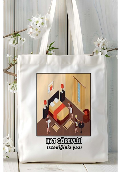 Kat Görevlisi Baskılı Bez Omuz Çantası Kişiye Özel Model 6