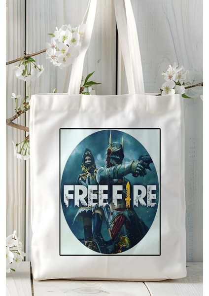 Garena Free Fire Mobil Oyun Baskılı Bez Çanta Omuz Çantası Çift Tafaflı Baskı Kişiye Özel 9