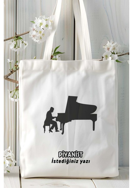 Piyanist Baskılı Bez Omuz Çantası Kişiye Özel Model 3