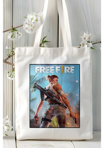Garena Free Fire Mobil Oyun Baskılı Bez Çanta Omuz Çantası Çift Tafaflı Baskı Kişiye Özel 1