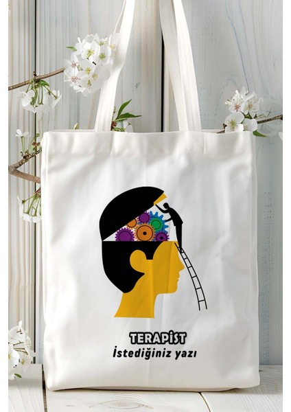 Terapist Baskılı Bez Omuz Çantası Kişiye Özel Model 12