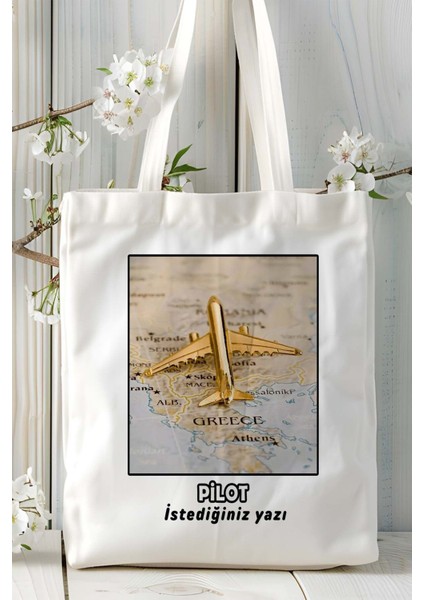 Pilot Baskılı Bez Omuz Çantası Kişiye Özel Model 13