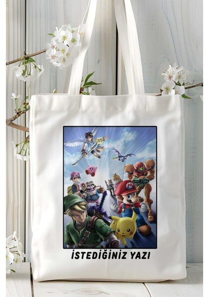 Super Smash Bros Oyun Baskılı Bez Çanta Omuz Çantası Kişiye Özel Model 5 fiyatları