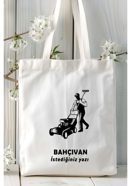 Bahçıvan Baskılı Bez Omuz Çantası Kişiye Özel Model 17