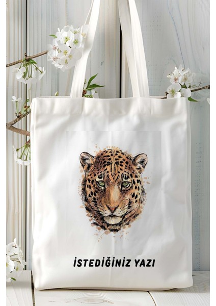 Leopar Baskılı Bez Çanta Omuz Çantası Kişiye Özel Model 1 fiyatları