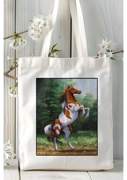 At Baskılı Bez Çanta Omuz Çantası Kişiye Özel Model 8