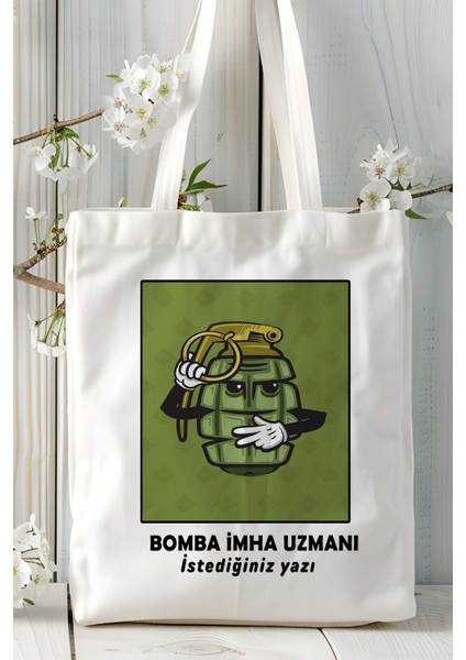 Bomba Imha Uzmanı Baskılı Bez Omuz Çantası Kişiye Özel Model 7