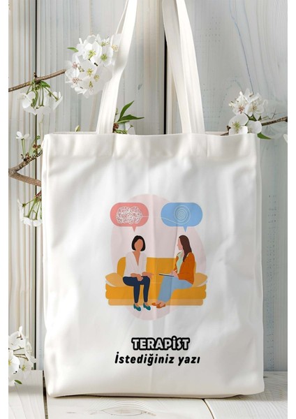 Terapist Baskılı Bez Omuz Çantası Kişiye Özel Model 11