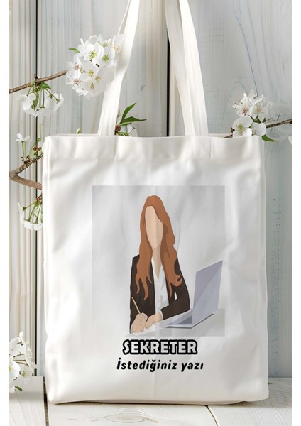 Sekreter Baskılı Bez Omuz Çantası Kişiye Özel Model 4